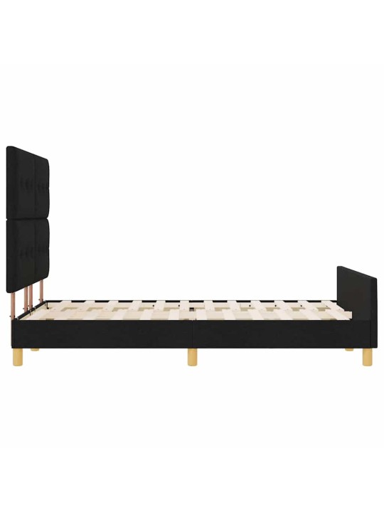 Gultas rāmis ar galvas klāju melna 140 x 190 cm audums
