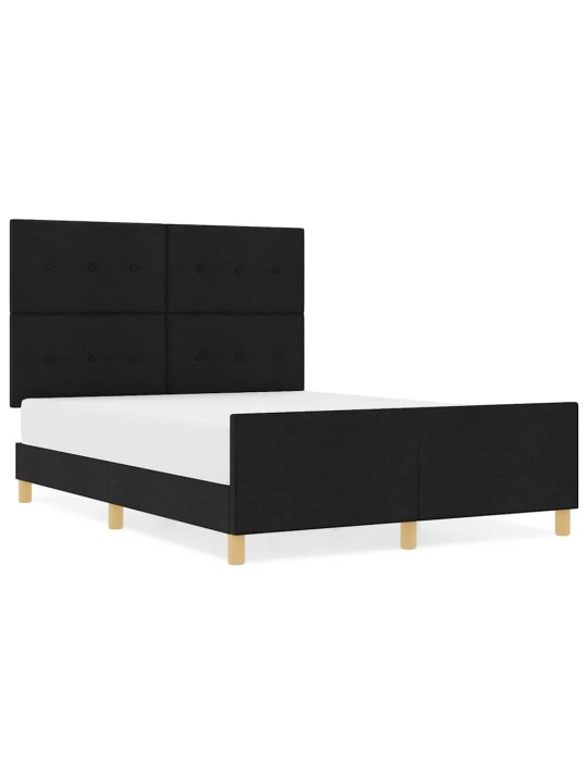 Gultas rāmis ar galvas klāju melna 140 x 190 cm audums
