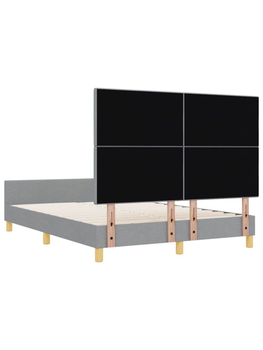 Gultas rāmis ar galvas klāju gaiši pelēka 160 x 200 cm audums