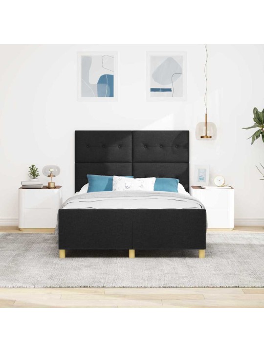 Gultas rāmis ar galvas klāju melna 160 x 200 cm audums