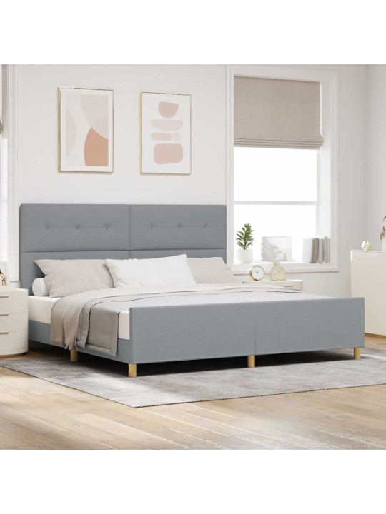 Gultas rāmis ar galvas klāju gaiši pelēka 200 x 200 cm audums