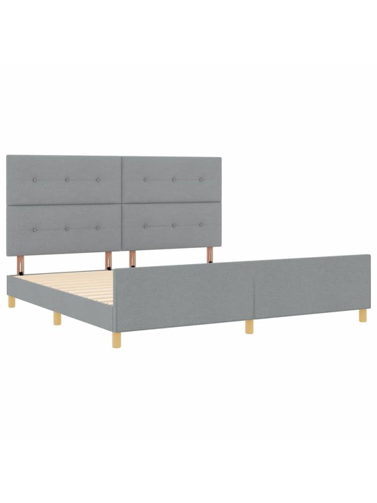 Gultas rāmis ar galvas klāju gaiši pelēka 200 x 200 cm audums