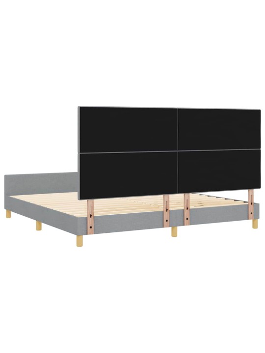 Gultas rāmis ar galvas klāju gaiši pelēka 200 x 200 cm audums