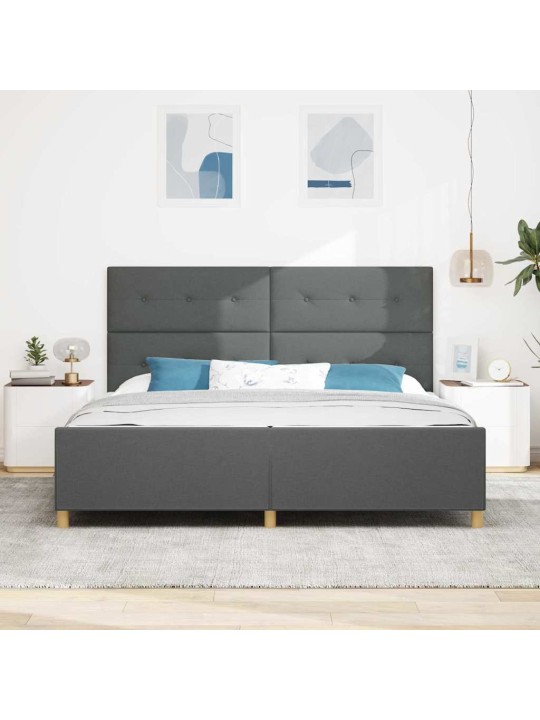Gultas rāmis ar galvas klāju tumši pelēka 200 x 200 cm audums