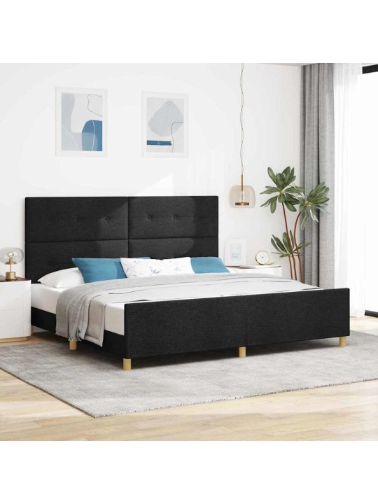 Gultas rāmis ar galvas klāju melna 200 x 200 cm audums