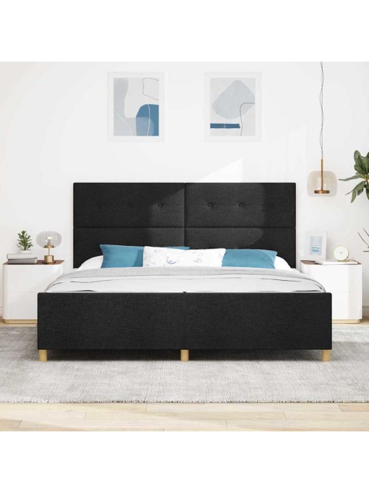 Gultas rāmis ar galvas klāju melna 200 x 200 cm audums
