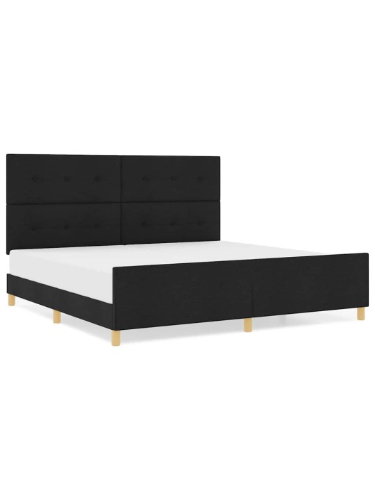 Gultas rāmis ar galvas klāju melna 200 x 200 cm audums