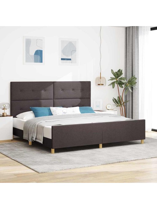 Gultas rāmis ar galvas klāju tumši brūna 200 x 200 cm audums