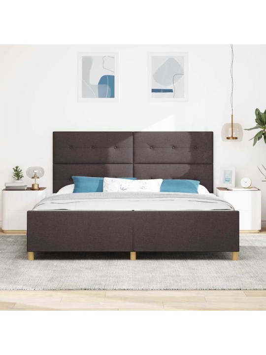 Gultas rāmis ar galvas klāju tumši brūna 200 x 200 cm audums