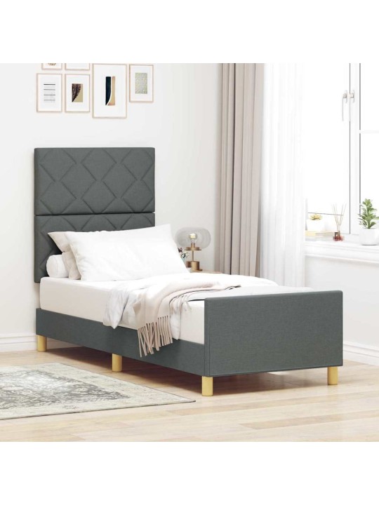 Gultas rāmis ar galvas klāju tumši pelēka 80 x 200 cm audums