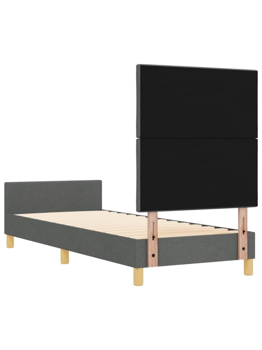 Gultas rāmis ar galvas klāju tumši pelēka 80 x 200 cm audums