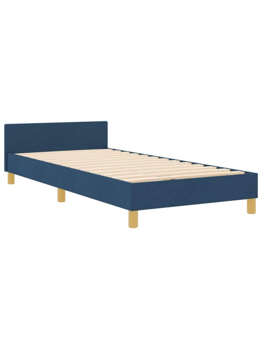 Gultas rāmis ar galvas klāju zila 90 x 200 cm audums