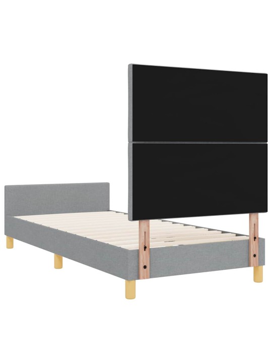 Gultas rāmis ar galvas klāju gaiši pelēka 100 x 200 cm audums
