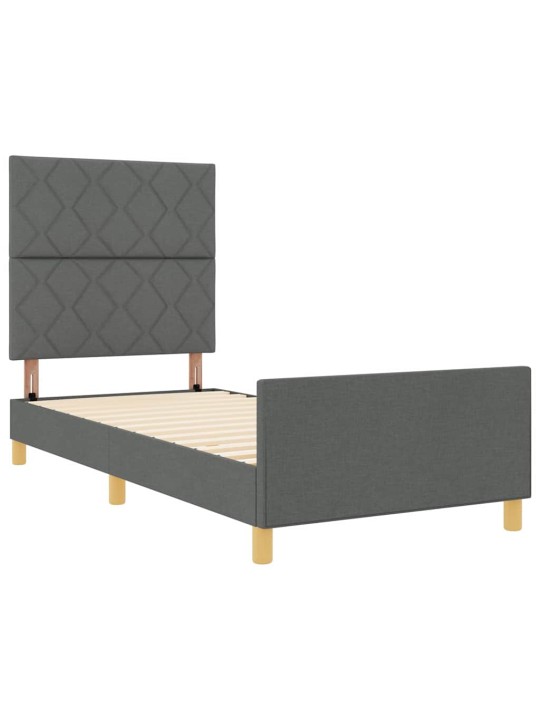 Gultas rāmis ar galvas klāju tumši pelēka 100 x 200 cm audums