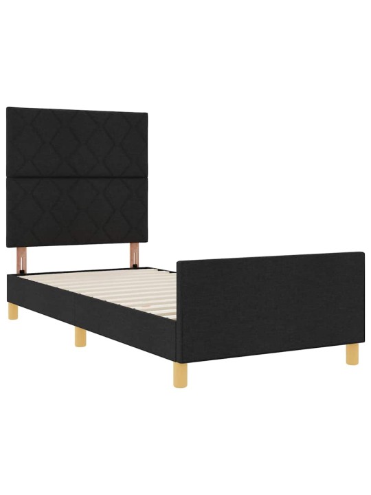 Gultas rāmis ar galvas klāju melna 100 x 200 cm audums