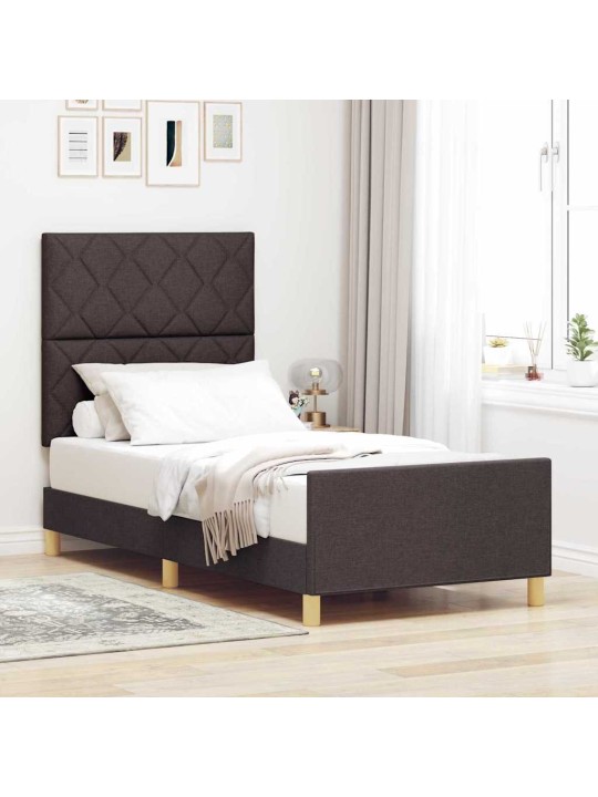 Gultas rāmis ar galvas klāju tumši brūna 100 x 200 cm audums