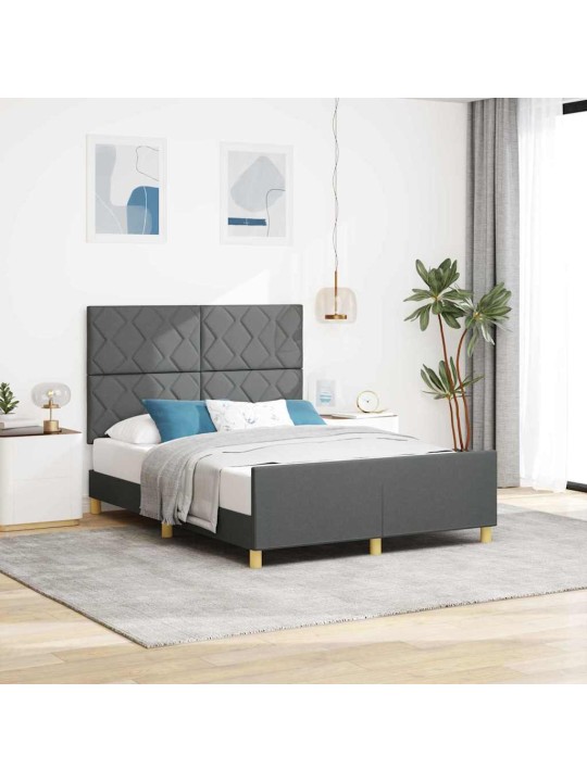 Gultas rāmis ar galvas klāju tumši pelēka 140 x 190 cm audums