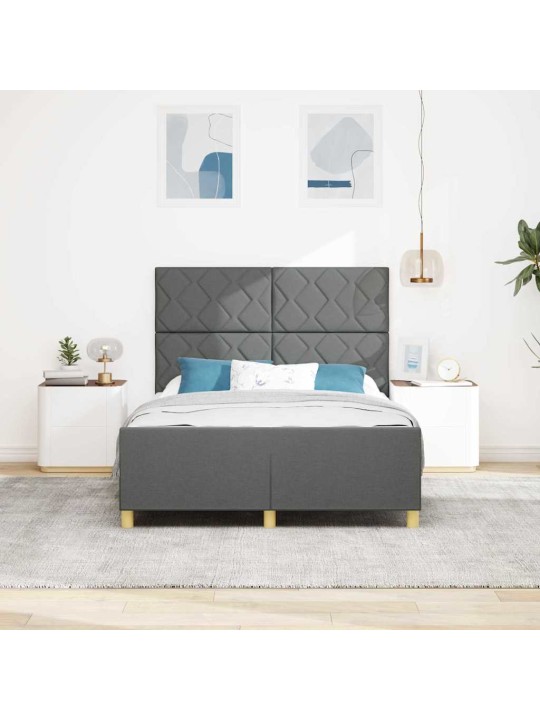 Gultas rāmis ar galvas klāju tumši pelēka 140 x 190 cm audums