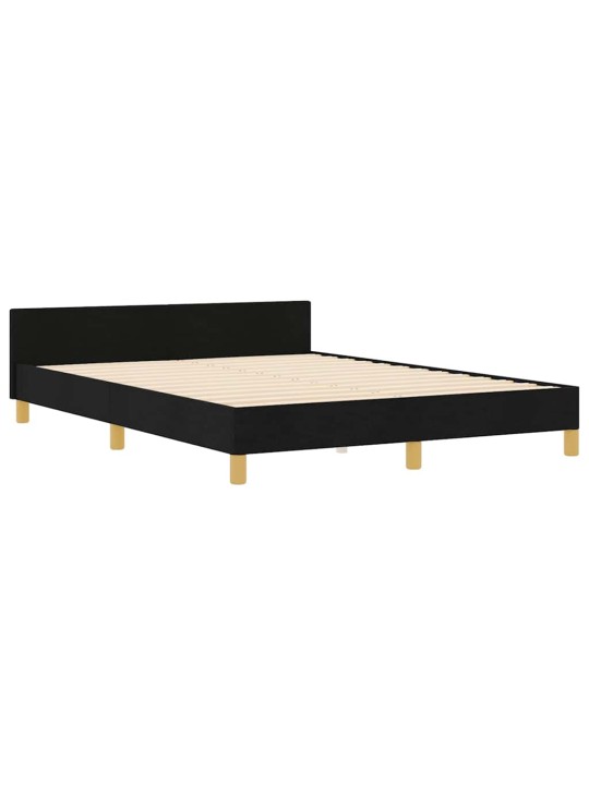 Gultas rāmis ar galvas klāju melna 140 x 190 cm audums