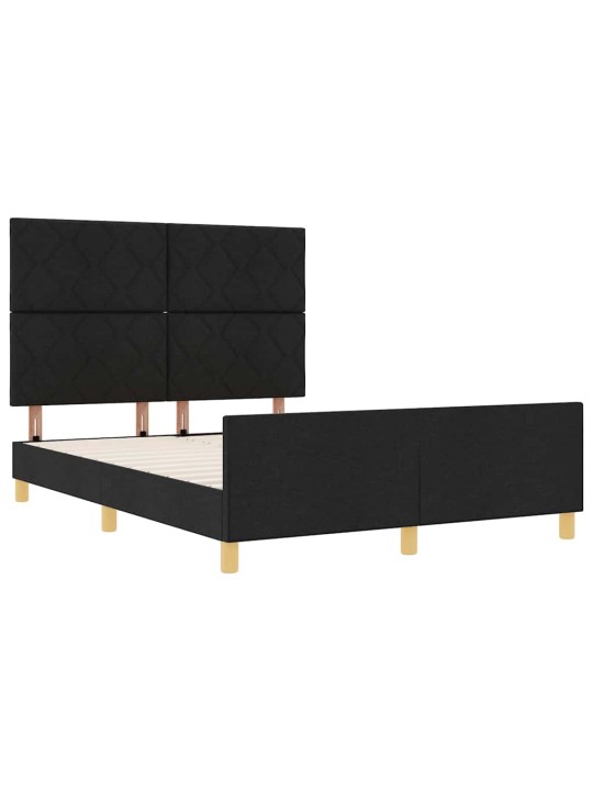 Gultas rāmis ar galvas klāju melna 140 x 190 cm audums