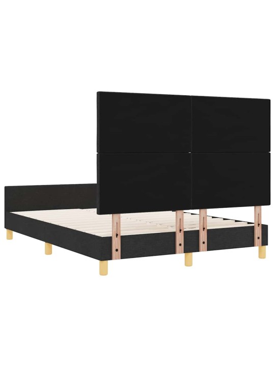 Gultas rāmis ar galvas klāju melna 140 x 190 cm audums