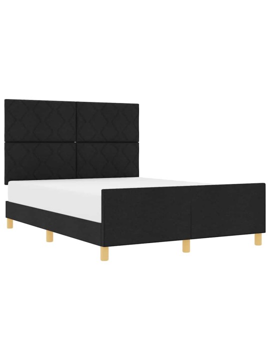 Gultas rāmis ar galvas klāju melna 140 x 190 cm audums