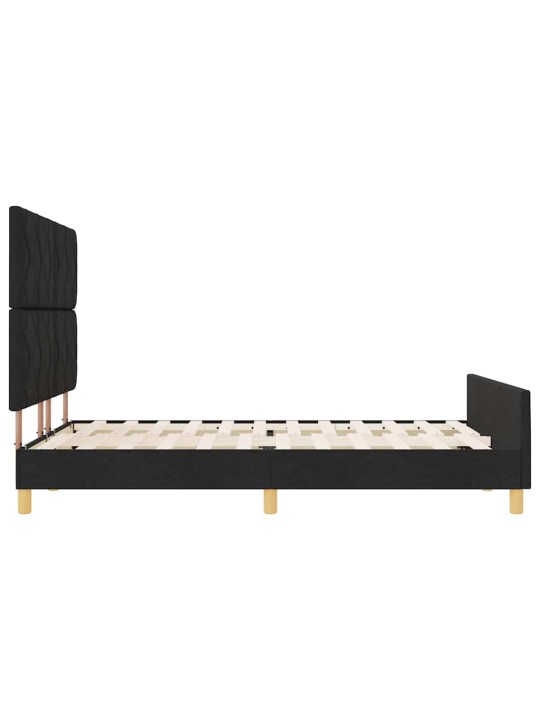 Gultas rāmis ar galvas klāju melna 140 x 190 cm audums