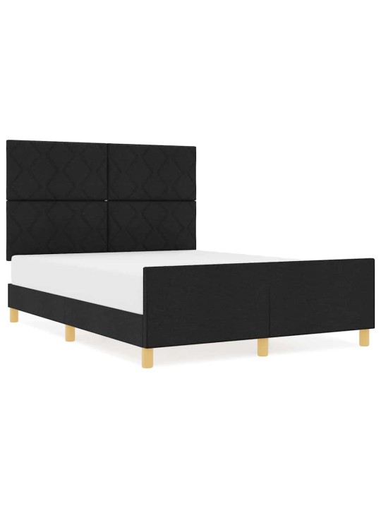 Gultas rāmis ar galvas klāju melna 140 x 190 cm audums