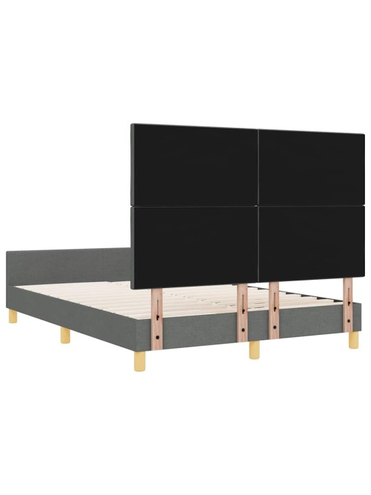 Gultas rāmis ar galvas klāju tumši pelēka 140 x 200 cm audums