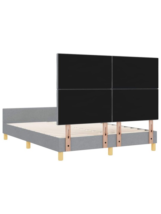Gultas rāmis ar galvas klāju gaiši pelēka 160 x 200 cm audums