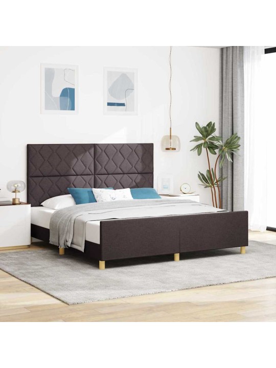 Gultas rāmis ar galvas klāju tumši brūna 180 x 200 cm audums