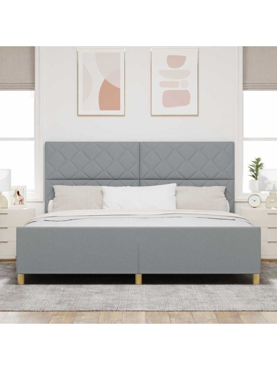 Gultas rāmis ar galvas klāju gaiši pelēka 200 x 200 cm audums