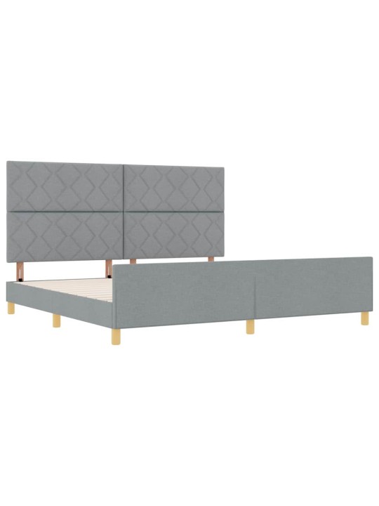 Gultas rāmis ar galvas klāju gaiši pelēka 200 x 200 cm audums