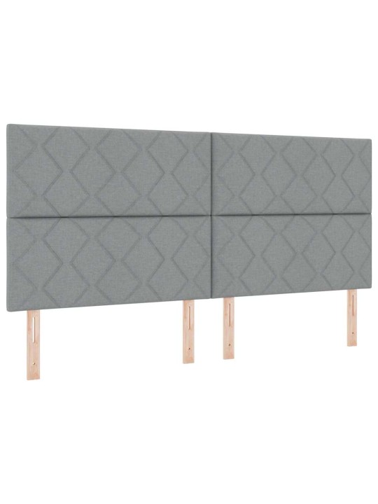 Gultas rāmis ar galvas klāju gaiši pelēka 200 x 200 cm audums