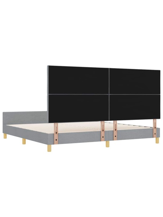 Gultas rāmis ar galvas klāju gaiši pelēka 200 x 200 cm audums