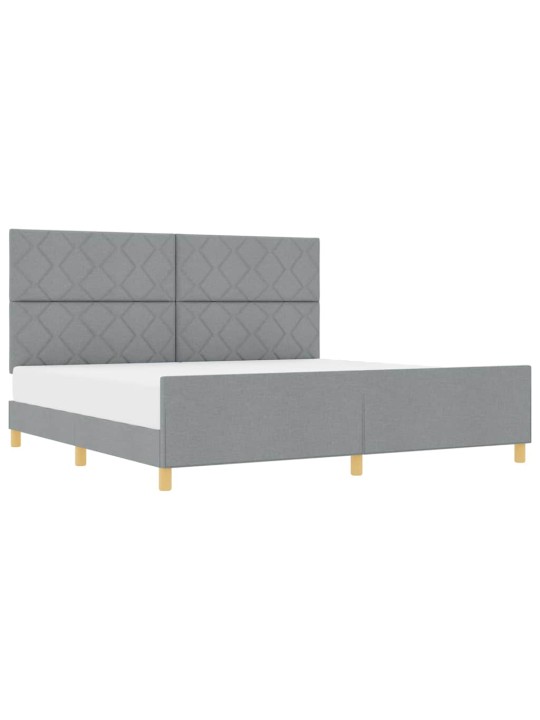 Gultas rāmis ar galvas klāju gaiši pelēka 200 x 200 cm audums