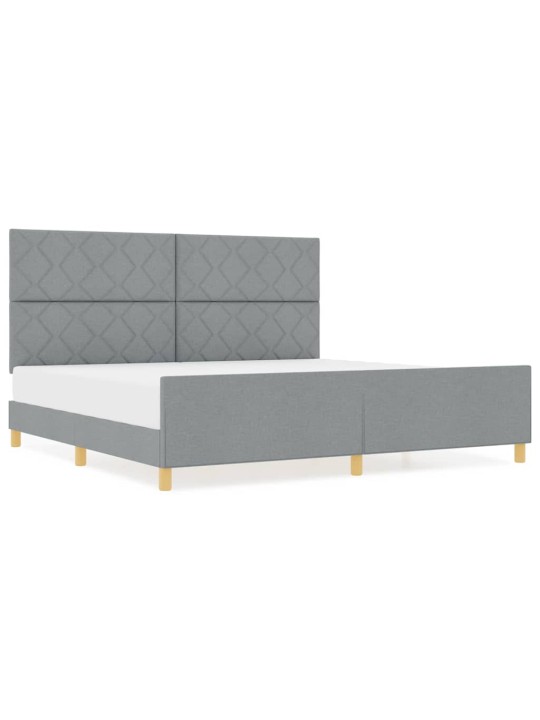 Gultas rāmis ar galvas klāju gaiši pelēka 200 x 200 cm audums