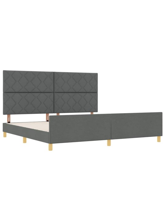 Gultas rāmis ar galvas klāju tumši pelēka 200 x 200 cm audums