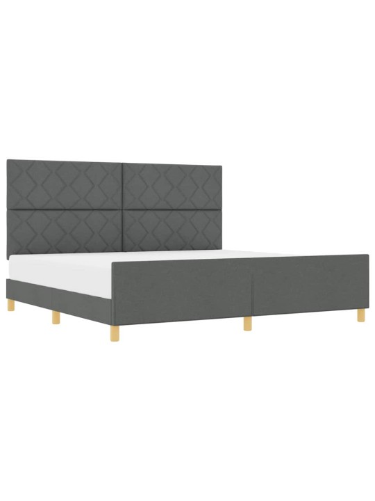Gultas rāmis ar galvas klāju tumši pelēka 200 x 200 cm audums