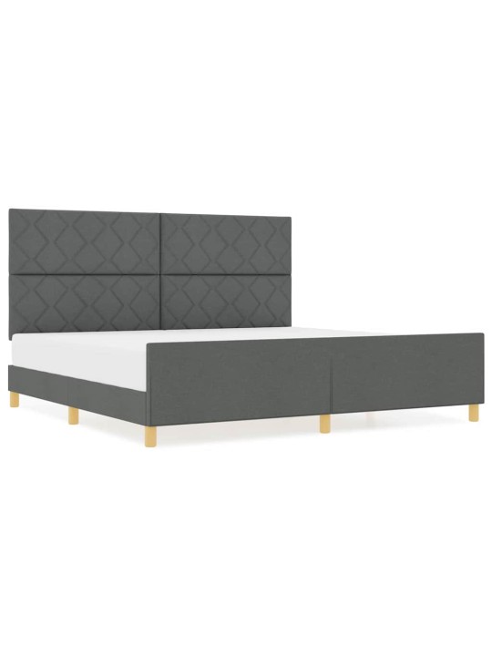 Gultas rāmis ar galvas klāju tumši pelēka 200 x 200 cm audums
