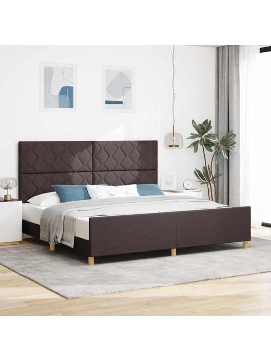 Gultas rāmis ar galvas klāju tumši brūna 200 x 200 cm audums