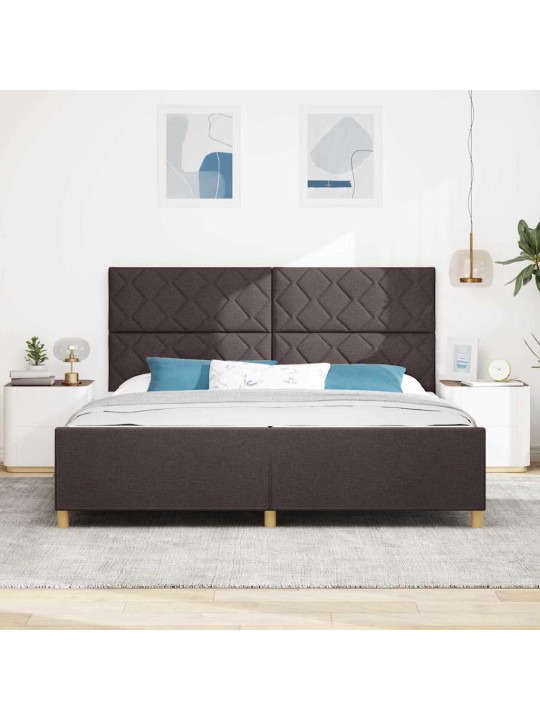 Gultas rāmis ar galvas klāju tumši brūna 200 x 200 cm audums
