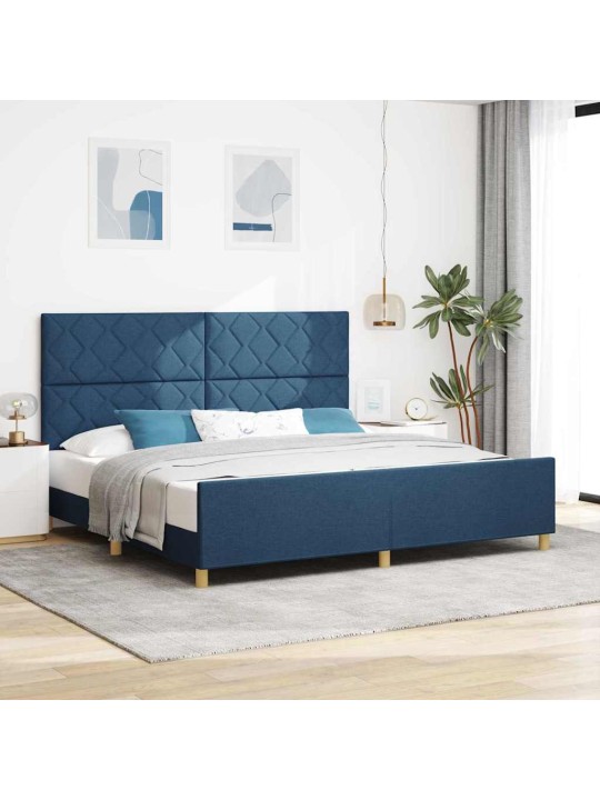 Gultas rāmis ar galvas klāju zila 200 x 200 cm audums