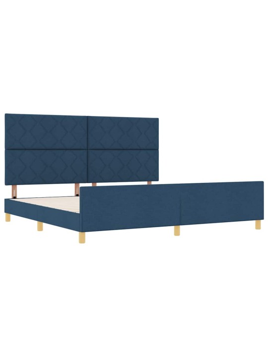 Gultas rāmis ar galvas klāju zila 200 x 200 cm audums