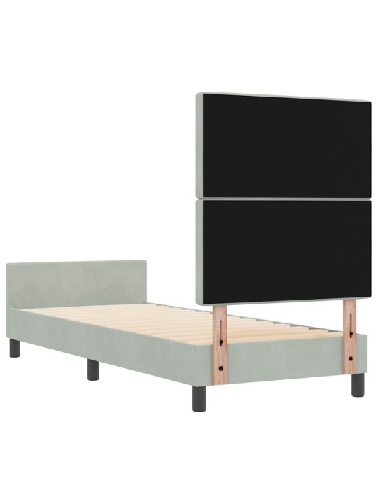 Gultas rāmis ar galvas klāju gaiši pelēka 80 x 200 cm samts