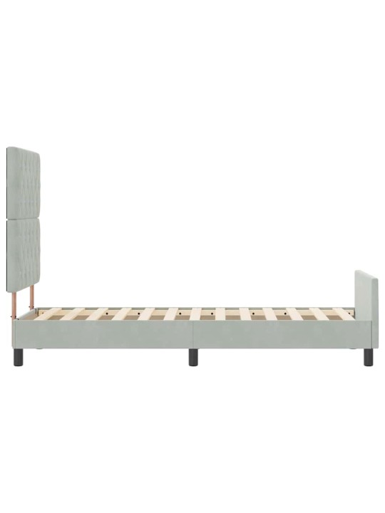 Gultas rāmis ar galvas klāju gaiši pelēka 80 x 200 cm samts