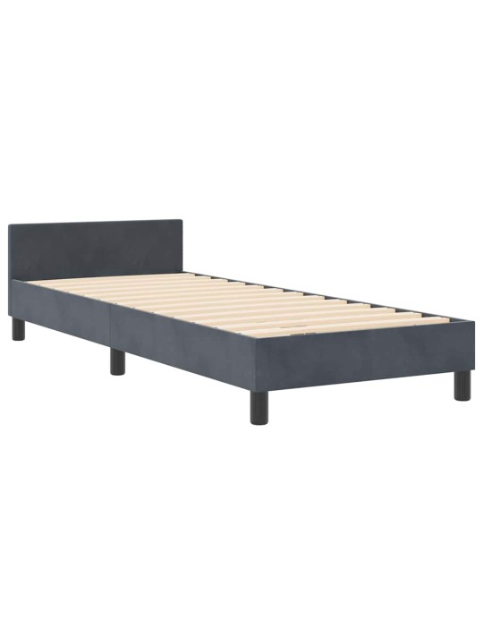 Gultas rāmis ar galvas klāju tumši pelēka 80 x 200 cm samts