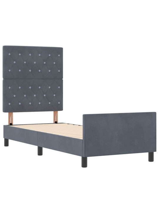 Gultas rāmis ar galvas klāju tumši pelēka 80 x 200 cm samts