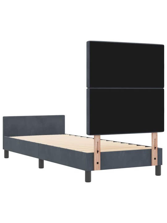 Gultas rāmis ar galvas klāju tumši pelēka 80 x 200 cm samts