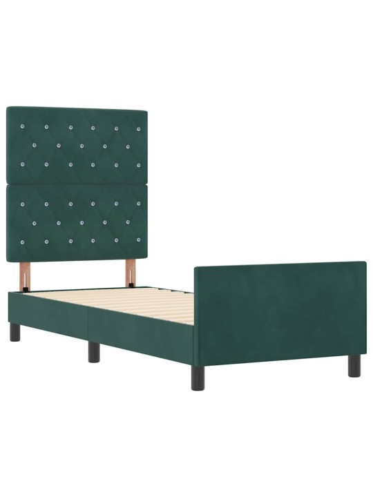 Gultas rāmis ar galvas klāju tumši zaļa 80 x 200 cm samts